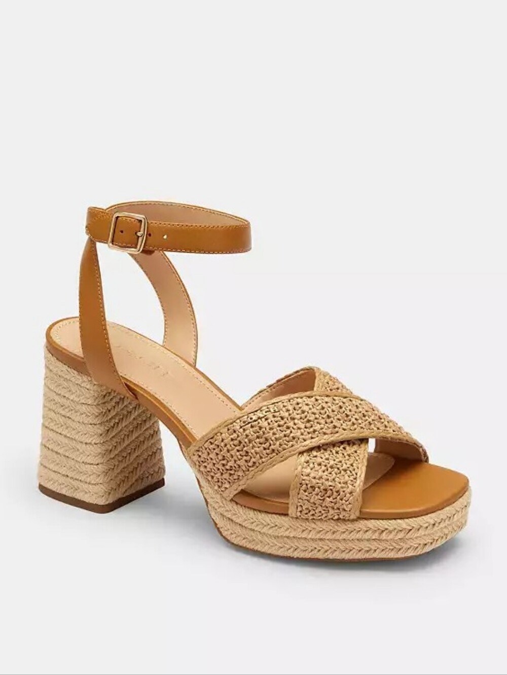 NWT! Coach Block Heel Sandal In Natural Color